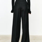 Pantaloni de birou asimetrici cu talie și picior drept