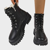 ChicPlush - Botine din Fleece cu Șireturi