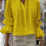 NORA | Bluză Elegantă din Bumbac Plisată