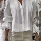 NORA | Bluză Elegantă din Bumbac Plisată